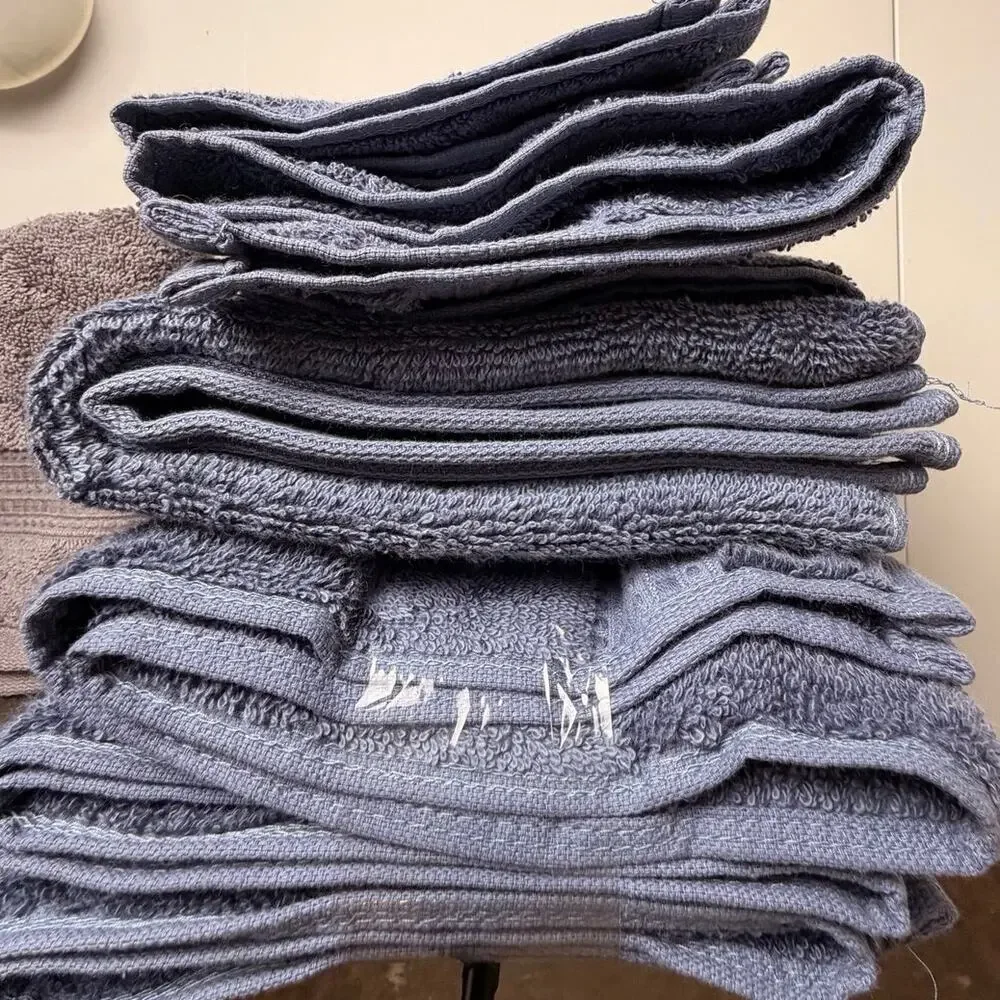 Purely Indulgent 5 piece Egyptian Cotton Hand Towel and Washcloth Set Blue